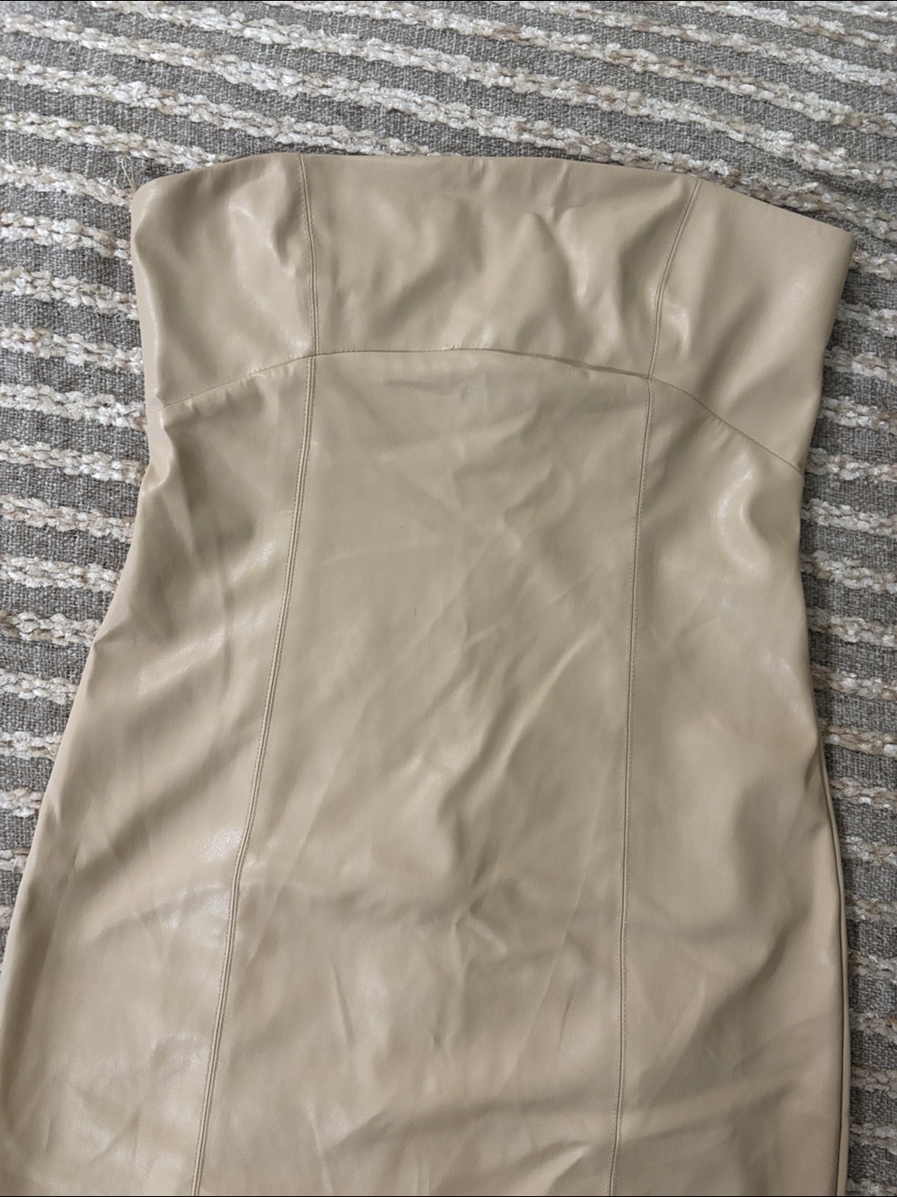 Zara faux leather strapless 
BLOGGERS FAVORITE
 Cream Midi Dress Size M NWOT - Picture 13 of 15
